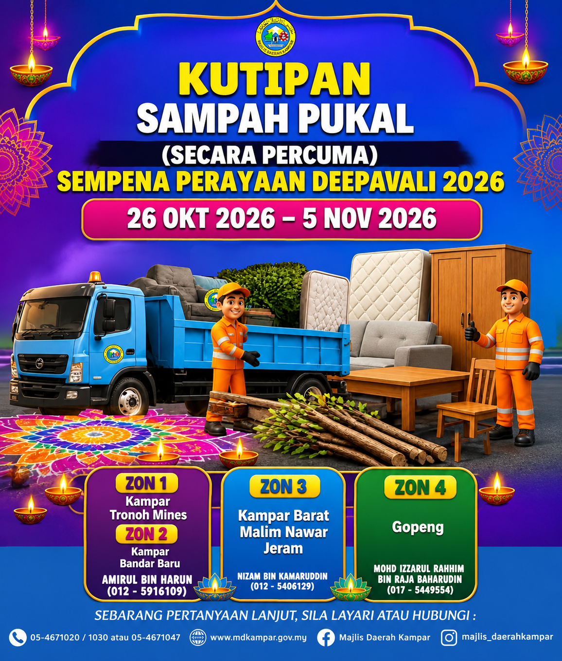 KUTIPAN SISA PUKAL (SECARA PERCUMA) SEMPENA PERAYAAN DEEPAVALI TAHUN 2026