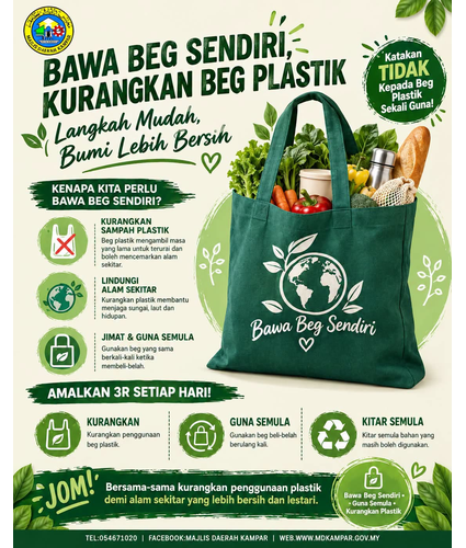 BAWA BEG SENDIRI, KURANGKAN BEG PLASTIK