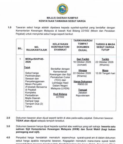 KENYATAAN TAWARAN SEBUT HARGA 16.10.2026