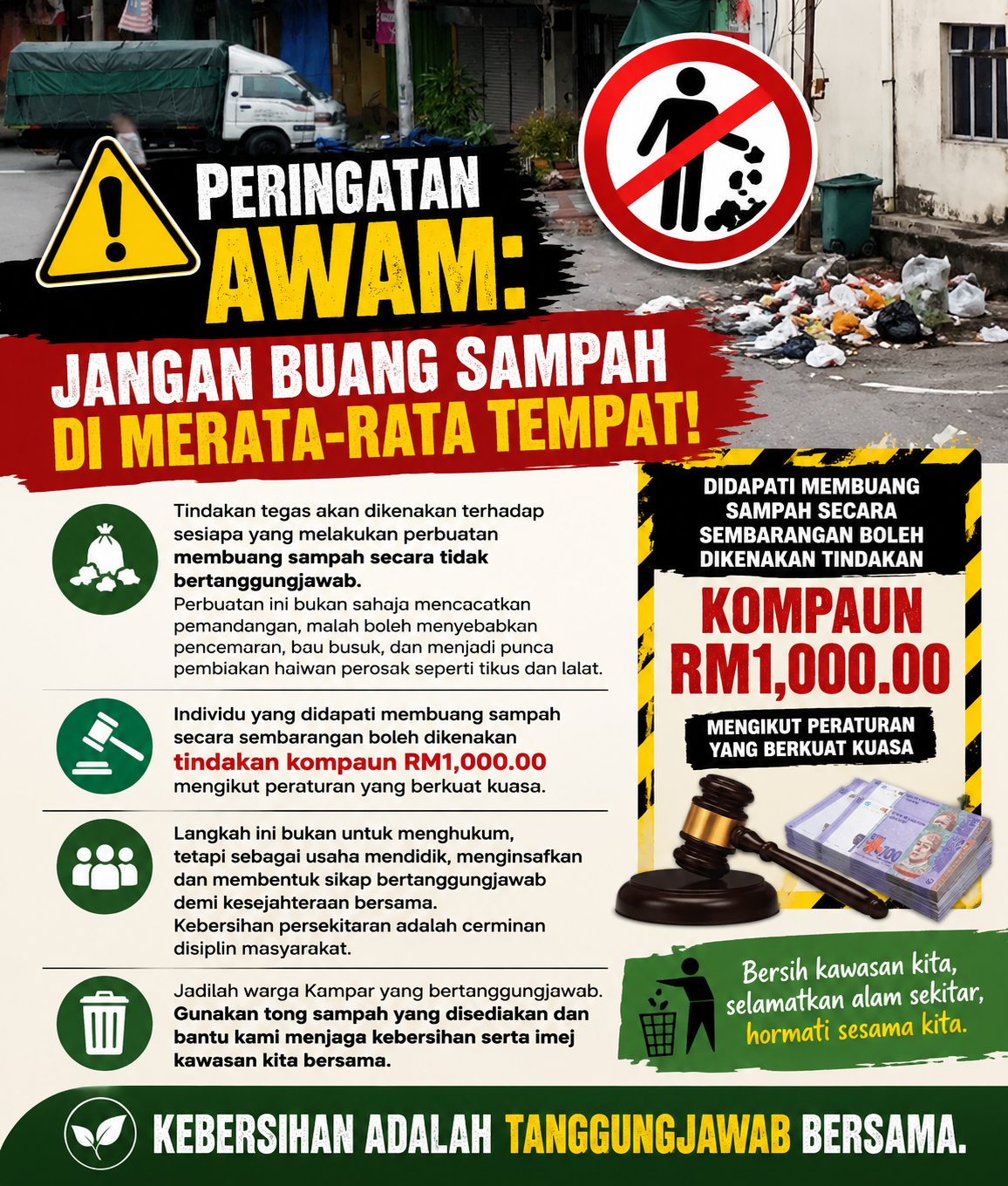 🚫 PERINGATAN AWAM: JANGAN BUANG SAMPAH DI MERATA-RATA TEMPAT! 🚫